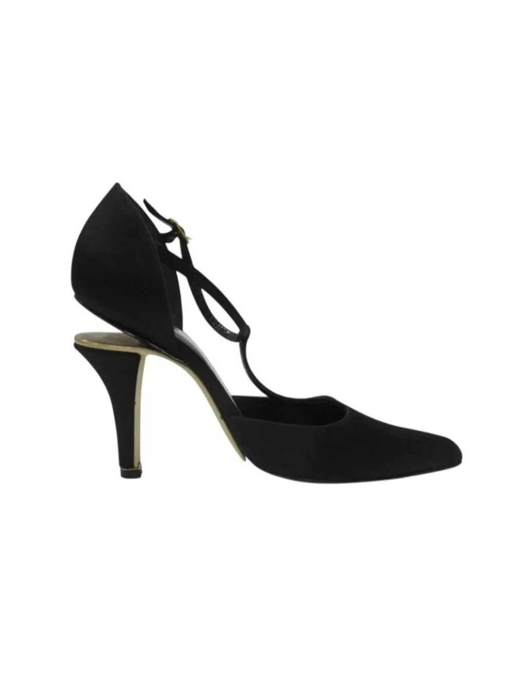 Chanel Stiletto Heels CC Logo Satin Black Goal